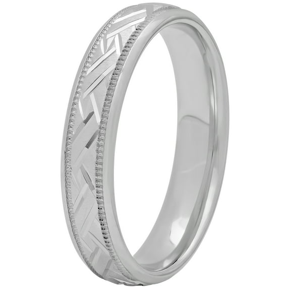 Women's Sterling Silver 4mm Basket Weave Wedding Band - Womens Ring
