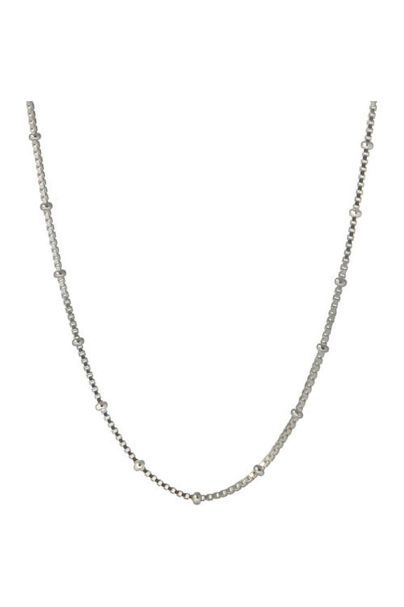 Women's Sterling Silver Beaded Box Necklace, 20"