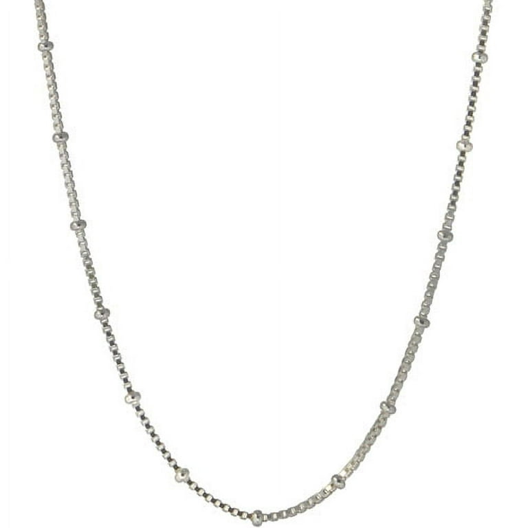 Women's Sterling Silver Beaded Box Necklace, 20 inch