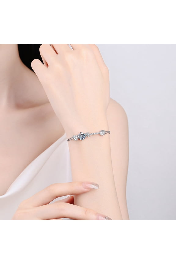 Women's Sterling Silver Double Chain Push Bracelet