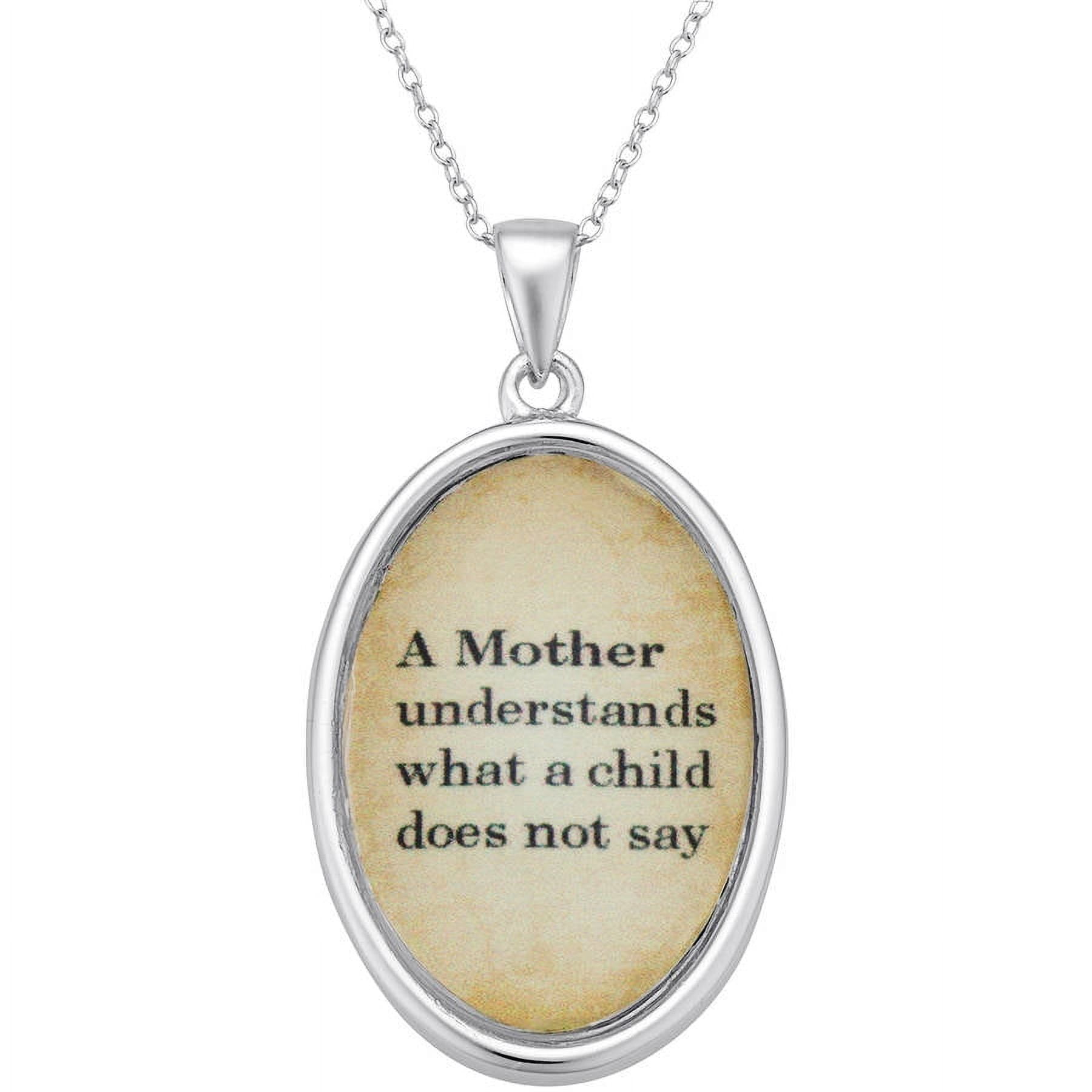 Women's Sterling Silver and Yellow "A Mother Understands" Sentiment Pendant Necklace, 18"