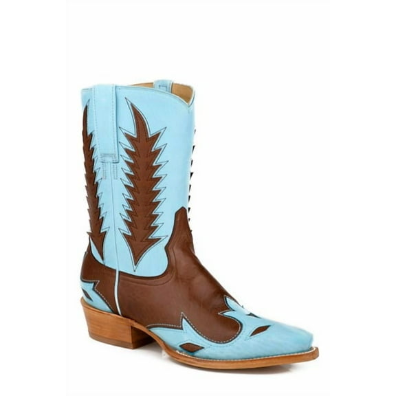 Women's Stetson Beth Leather Boots Snip Toe Handcrafted Blue