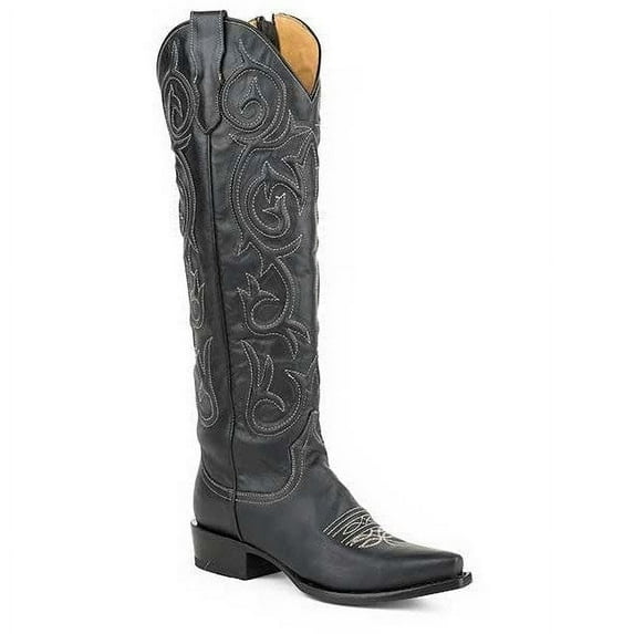 Women's Stetson Blair Knee High Boots Snip Toe Handcrafted Black