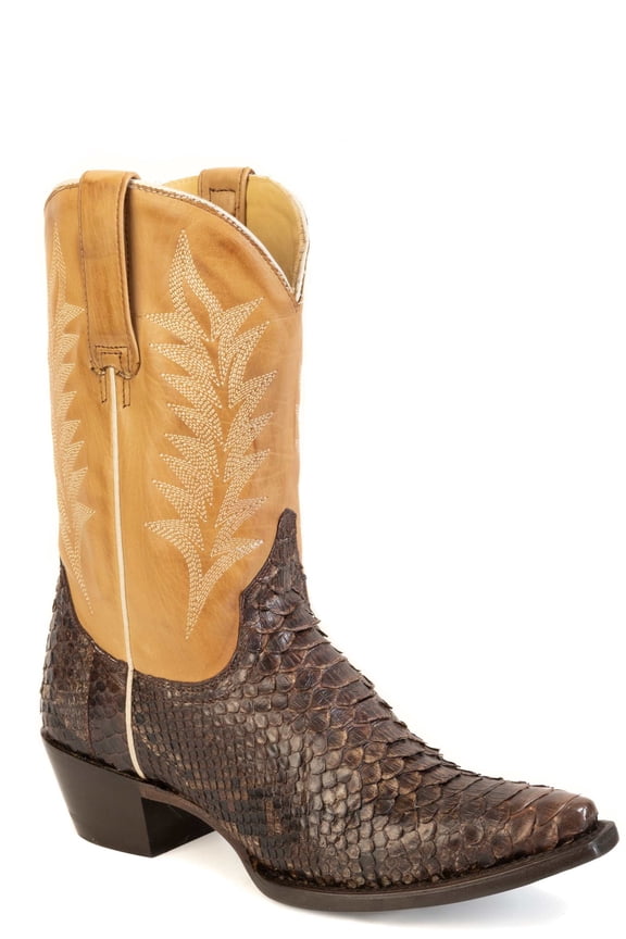 Women's Stetson Camila Python Boots Handcrafted Snip Toe Brown