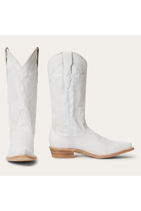 Women's Stetson Casey Leather Boots Snip Toe Handcrafted White