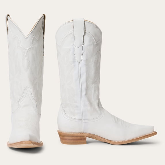 Women's Stetson Casey Leather Boots Snip Toe Handcrafted White