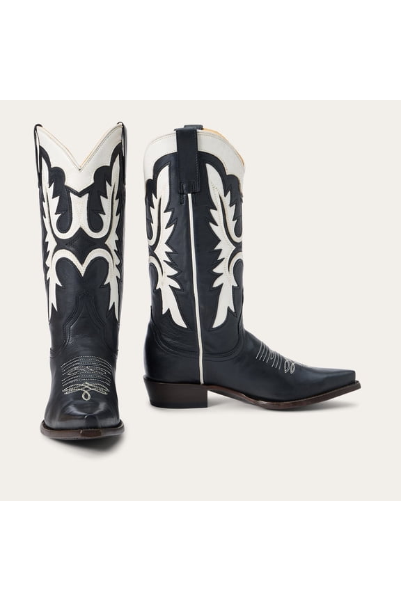 Women's Stetson Cheyenne Leather Boots Snip Toe Handcrafted Black