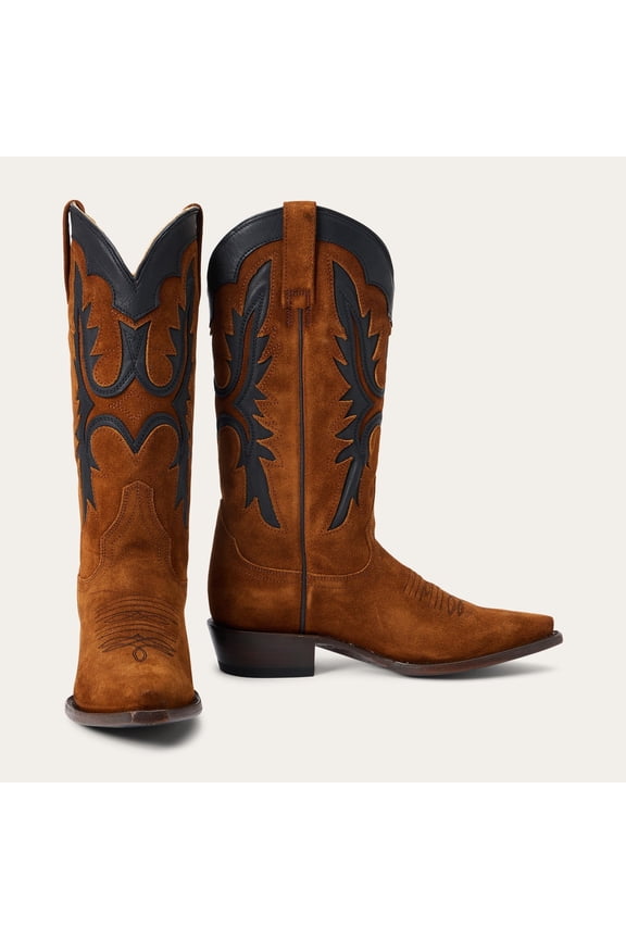 Women's Stetson Cheyenne Suede Leather Boots Snip Toe Handcrafted Brown
