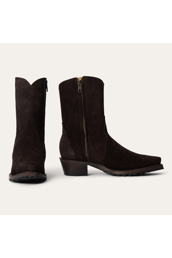 Women's Stetson Daphne Suede Ankle Leather Boots Snip Toe Handcrafted Brown