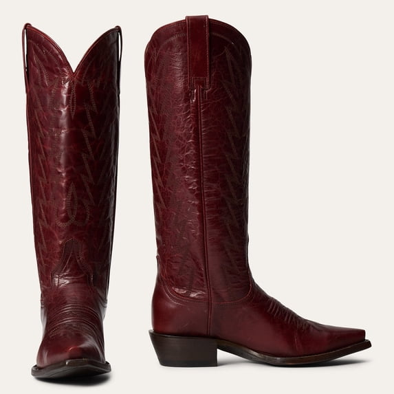Women's Stetson Dove Goat Boots Snip Toe Handcrafted Red