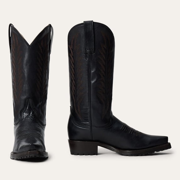 Women's Stetson Frankie Leather Boots Snip Toe Handcrafted Black