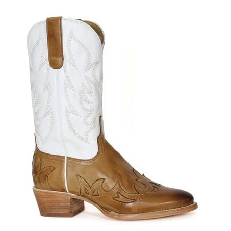 Women's Stetson Jo Leather Boots Round Toe Handcrafted Brown