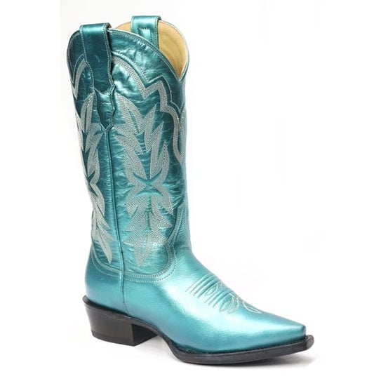 Women's Stetson Jolene Leather Boots Snip Toe Handcrafted Green