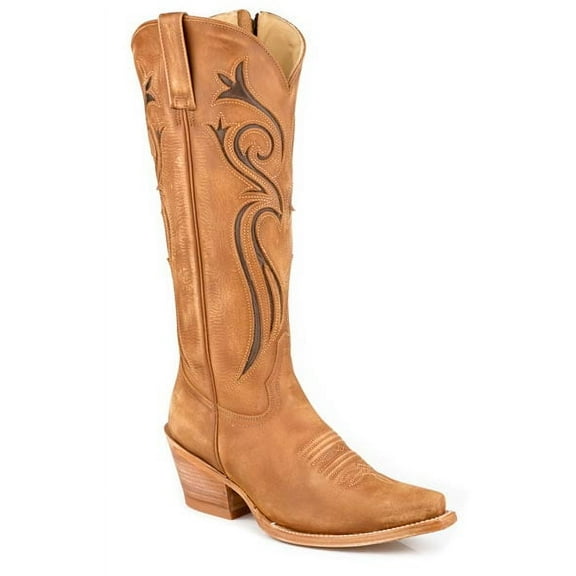 Women's Stetson Maci Leather Boots Snip Toe Handcrafted Brown