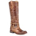thumbnail image 1 of Women's Stetson Paisley Knee High Boots Round Toe Handcrafted Cognac, 1 of 2