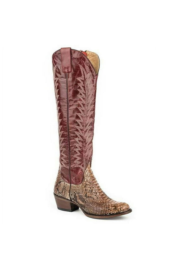Women's Stetson Ruby Python Boots Handcrafted Brown