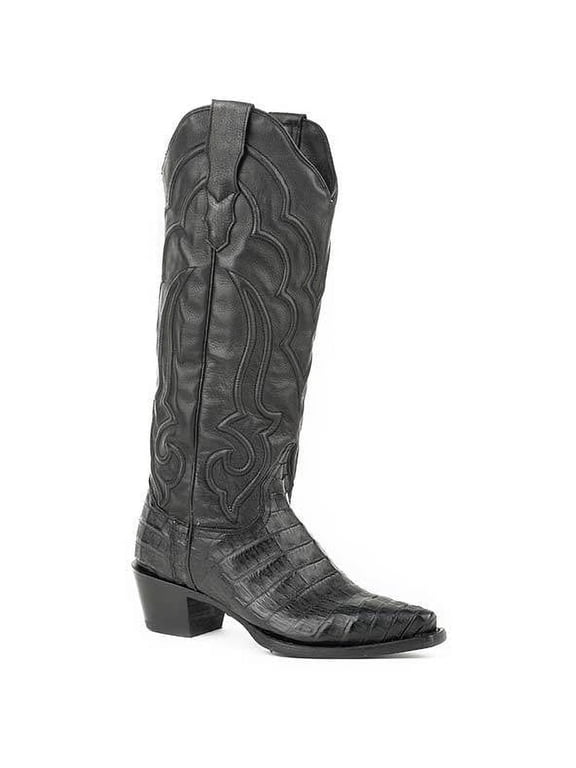 Women's Stetson Talita Caiman Boots Handcrafted Black