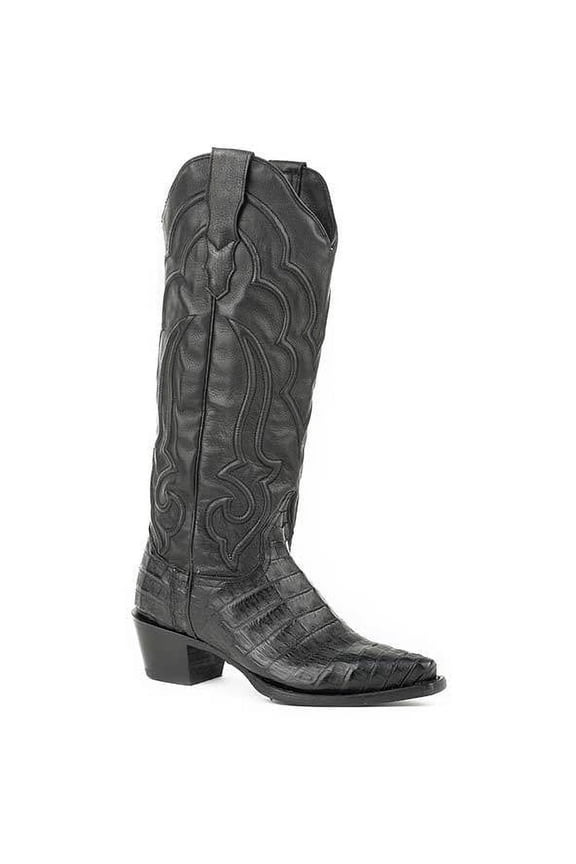 Women's Stetson Talita Caiman Boots Handcrafted Black