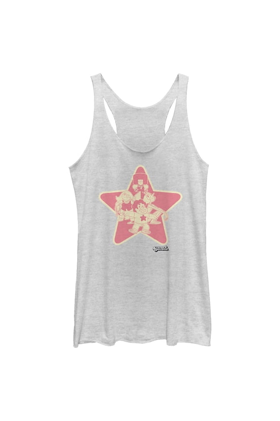 Women's Steven Universe Crystal Gems Racerback Tank Top White Heather Small