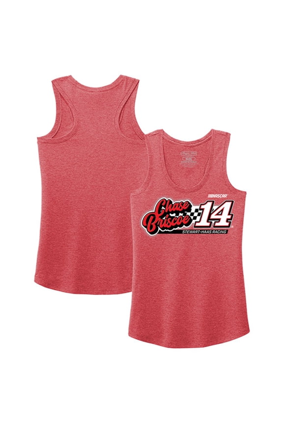 Women's Stewart-Haas Racing Team Collection Heather Red Chase Briscoe 2023 #14 Finish Line Tri-Blend Racerback Tank Top