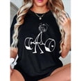 thumbnail image 1 of Women's Stick Figure Lifting Graphic Cotton T Shirt Casual Breathable Short Sleeve Round Neck Top Black S-5XL, 1 of 5