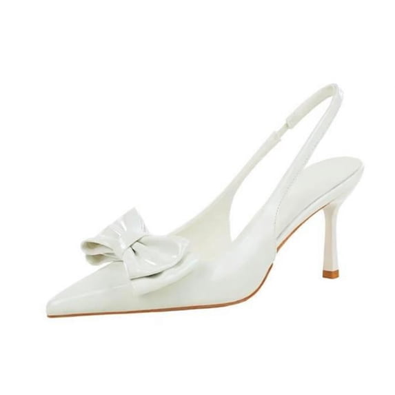 Women's Stiletto High Heeled Bow Patent Leather 8CM Party Dress Wedding Shoes