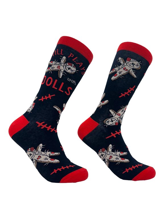 Women's Still Plays With Dolls Socks Funny Creepy Voodoo Curse Joke Footwear