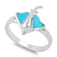 thumbnail image 1 of Women's Stingray Blue Simulated Opal Ring .925 Sterling Silver Band CZ Jewelry Female Size 7, 1 of 4