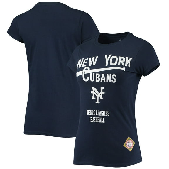 Women's Stitches Navy New York Cubans Negro League Logo T-Shirt