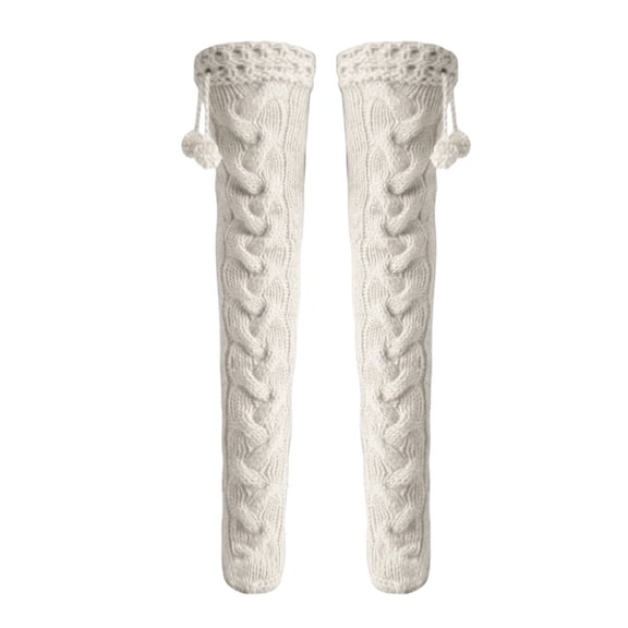 Women's Stockings Autumn Winter Solid Knitted Warm Long Knee Cap Socks With Plush, Women's Accessories Stockings