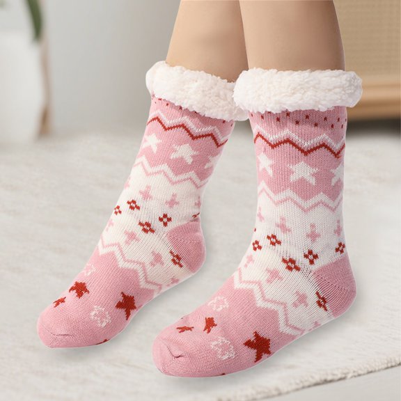 Women's Stockings Christmas Fuzzy Slipper Socks With Grips Cozy Holiday Indoor Socks For Women(One Size),Pink Women's Accessories Stockings