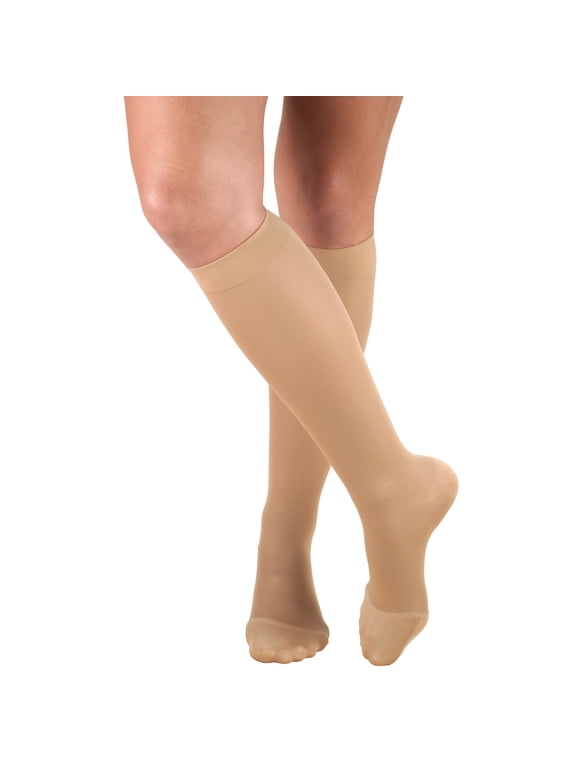 Women's Stockings, Knee High, Closed Toe: 15-20 mmHg, Beige, Small