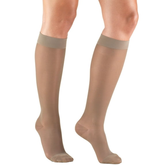 Women's Stockings, Knee High, Sheer: 15-20 mmHg, Taupe, Medium