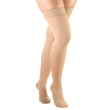 Women's Stockings, Thigh High, Closed Toe: 20-30 mmHg, Beige, Large
