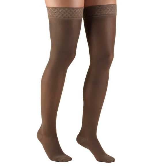 Women's Stockings, Thigh High, Sheer: 30-40 mmHg, Taupe, Medium