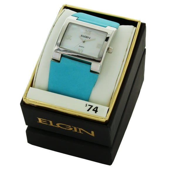 Women's Stone Case White Dial with Light Blue Leather Strap EG2759ST