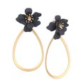 thumbnail image 1 of Women's Stone Center Matte Flower Teardrop Dangle Pierced Earrings, Gray/Gold-Tone, 1 of 1