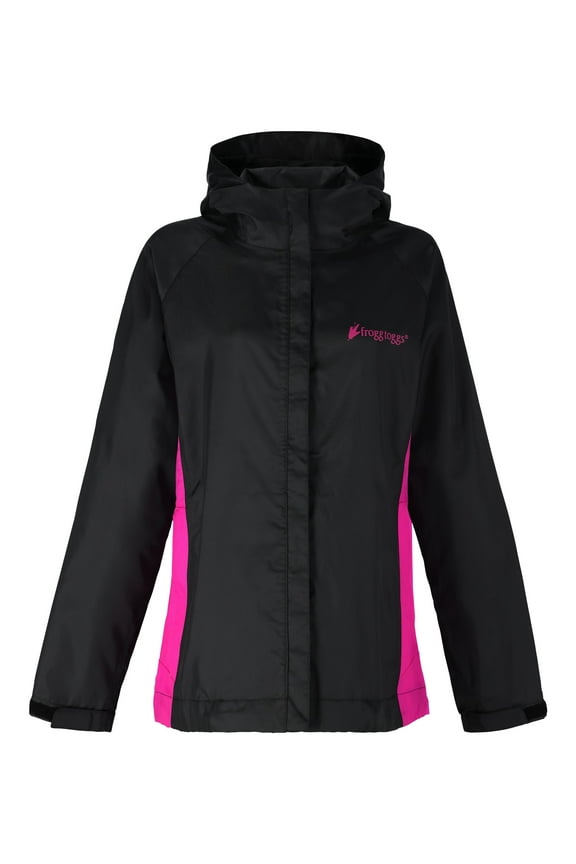 StormWatch Jacket, Waterproof Jacket for Women with Adjustable Hood, Black/Pink, 2X