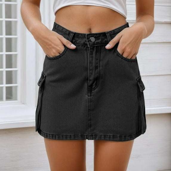Women's Straight Denim Skirt With Pockets Casual A Line Mini Skirt For Daily Wear Vacation Outfit Spring Summer Fall Fashion Sheer Skirt Rip Skirt Length 2 Pencil Skirts for Women Knee Length Ruffle