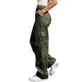 thumbnail image 1 of Women's Straight Leg Cargo Pants Elastic Waisted Casual Long Pants Travel Hiking Outdoors Joggers Trousers with Pockets, 1 of 6