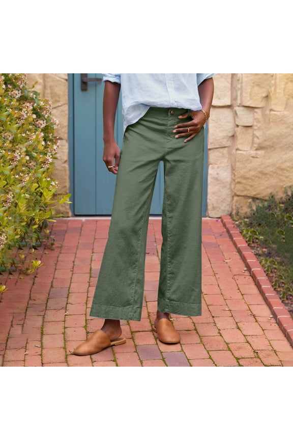 Women's Straight Leg Casual Pants, Elastic Waist Loose Fit Trousers with Pockets, Everyday Nylon Spandex Outdoor Pants for Hiking, Gym, Campus and Daily Wear JN M