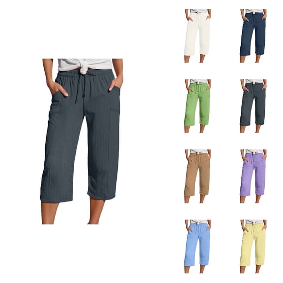Women's Straight Leg Casual Pants: High Waist Fall Cotton Sweatpants with Pockets & Drawstring, Loose Fit Baggy Trousers