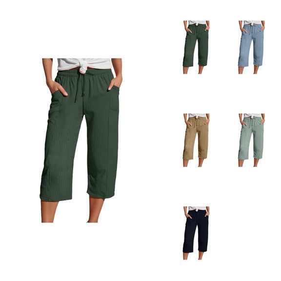 Women's Straight Leg Casual Pants, High Waisted Cotton Sweatpants with Pockets & Drawstring, Fall Loose Baggy Sport Pants