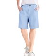 thumbnail image 1 of Women's Straight-Leg Cotton Linen Shorts - Button Closure with Functional Pockets, No Zipper Slim Fit Casual Summer Capri Shorts,Sky Blue M, 1 of 5