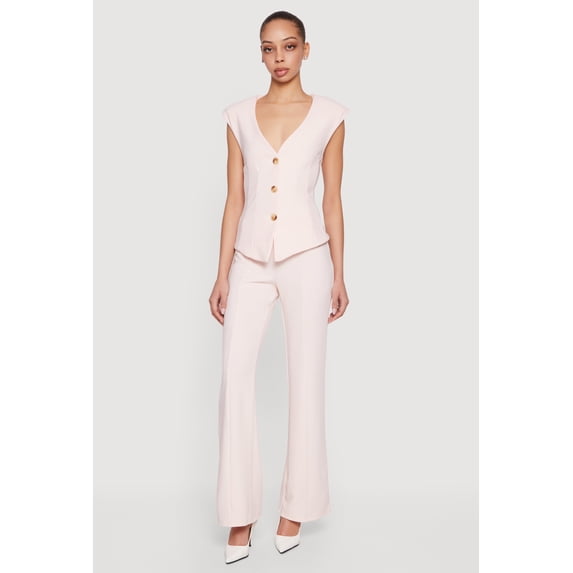 Women's Straight Leg Crepe Knit Pintuck Detail Pants