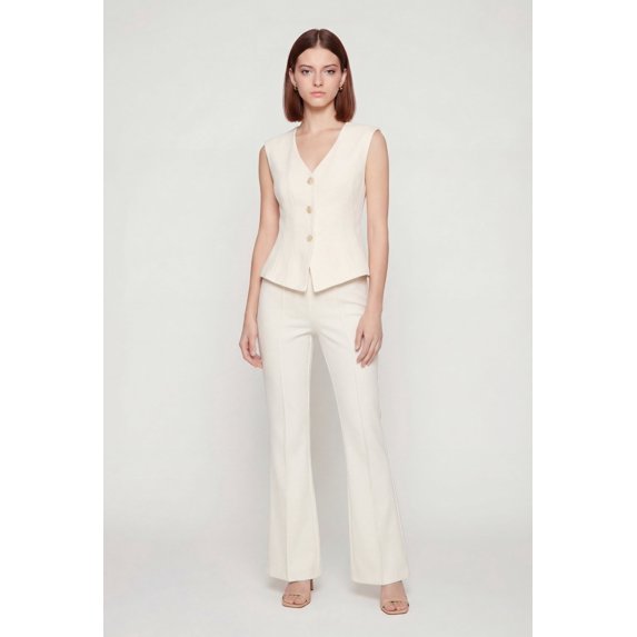 Women's Straight Leg Crepe Knit Pintuck Detail Pants