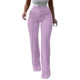 thumbnail image 1 of Women's Straight Leg Dress Pants, Stretchy High Waisted Basic Solid Business Casual Trousers with Pockets, 1 of 6