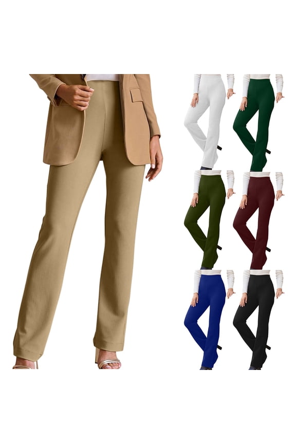 Women's Straight Leg Dress Pants in Solid Color Elegant Comfortable Trousers for Professional and Daily Wear