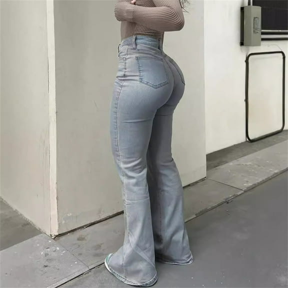 Women's Straight Leg Jeans, American Casual Denim Pants with Cargo Style Pockets, Comfortable Stretchable Daily Wear Trousers for Street Style, Classic Mid Rise Straight Cut Denim for Women