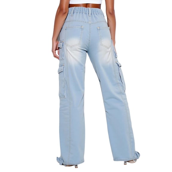 Women's Straight Leg Jeans High Waist Washed Denim Pants Casual Workwear Trousers For Daily Outings And Leisure Activities